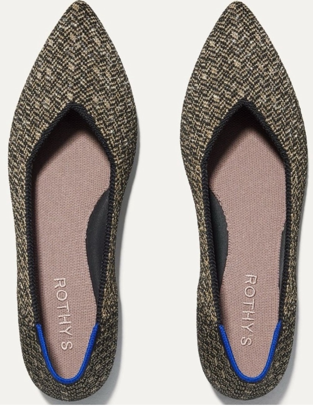 Rothy's The Point sparkle herringbone knit flats black and gold Size: 10.5